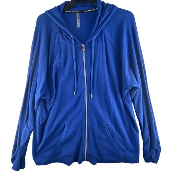 Calvin Klein Performance Womens 3X Blue Zip-Up Hoodie - Picture 1 of 9